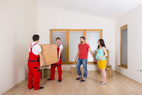 Household storage space in Southborough with neatly packed boxes
